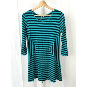 COMFY USA  Size S Diamond Side Tunic Top 3/4 Sleeve Shirt Modal Knit Green